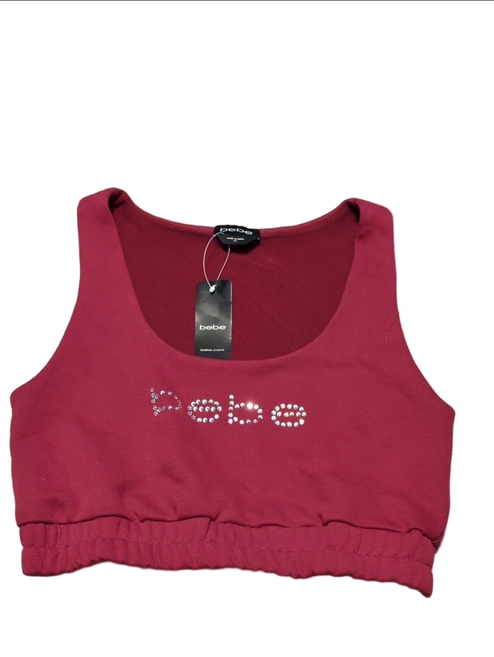 Bebe Burgundy Logo French Terry Sports Bra Size XS